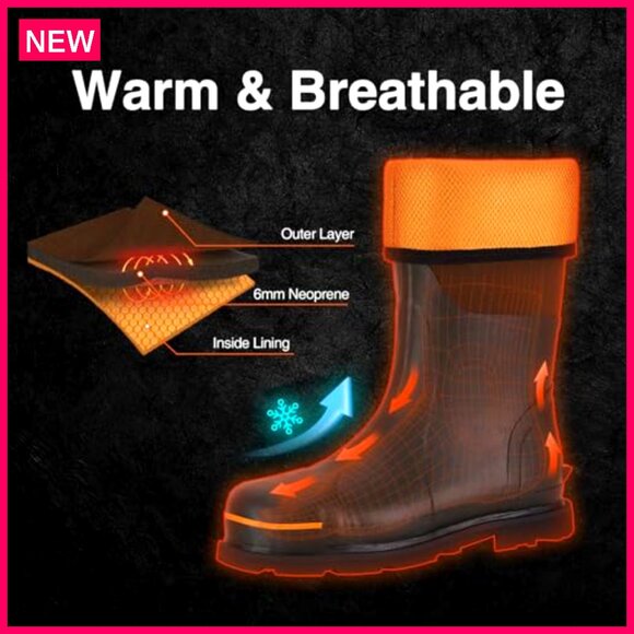Steel Toe Work Boots Waterproof Anti Slip Hunting Size 7-13